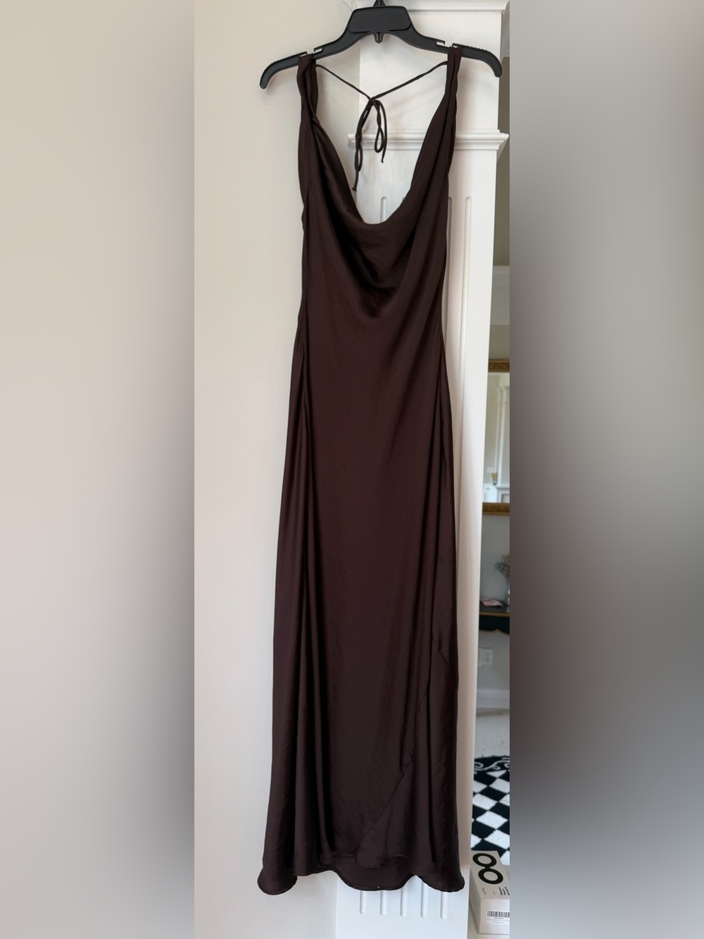 NWT Zara Dark Brown Satin Maxi Dress